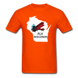 Fly Wisconsin - State - Words - White - Biplane - Unisex Classic T-Shirt - orange
