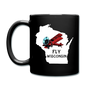 Fly Wisconsin - State - Words - White - Biplane - Full Color Mug - black