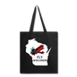 Fly Wisconsin - State - Words - White - Biplane - Tote Bag - black