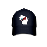 Fly Wisconsin - State - White - Biplane - Baseball Cap - navy