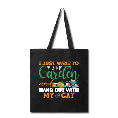 Work In My Garden - Cat - Tote Bag - black