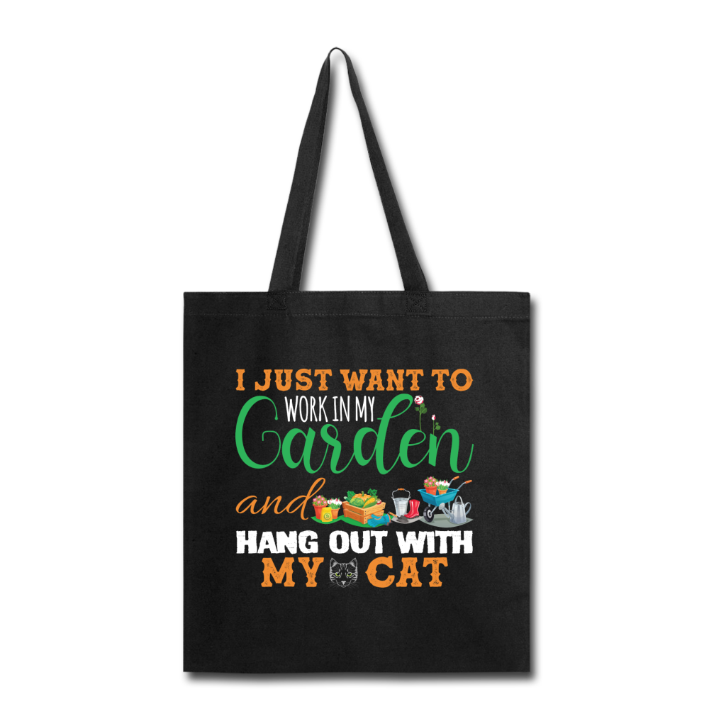 Work In My Garden - Cat - Tote Bag - black