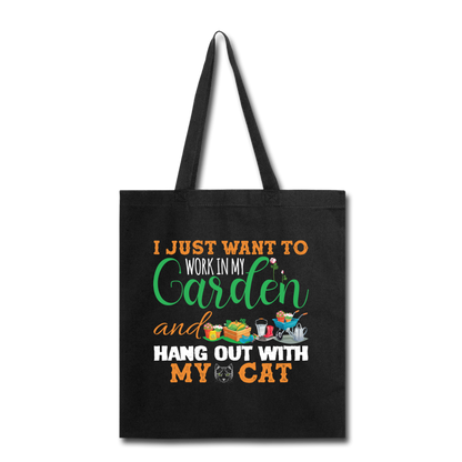 Work In My Garden - Cat - Tote Bag - black