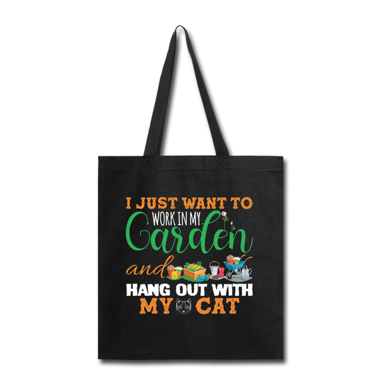 Work In My Garden - Cat - Tote Bag - black