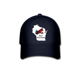 Fly Wisconsin - State - Words - White - Biplane - Baseball Cap - navy