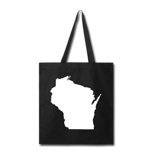 Wisconsin State - White - Tote Bag - black
