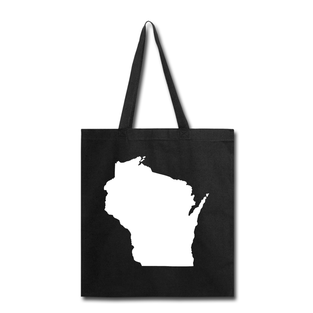 Wisconsin State - White - Tote Bag - black