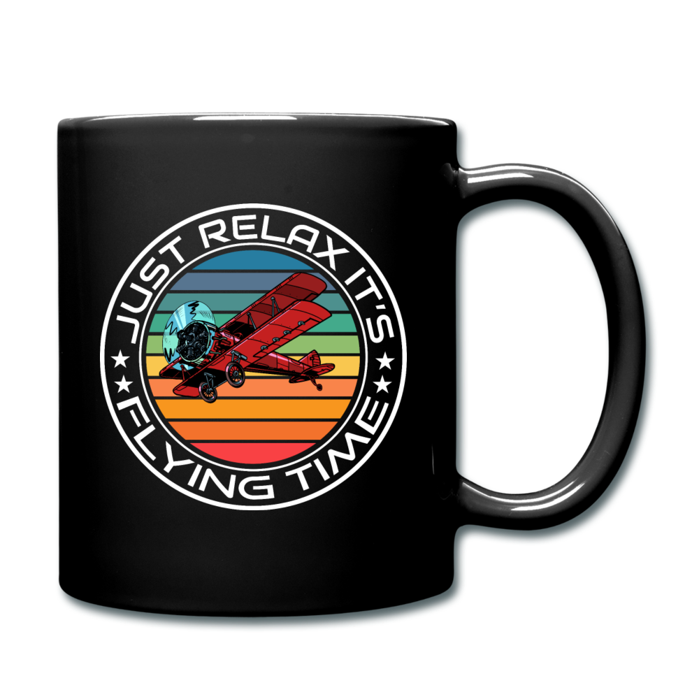 Just Relax - Flying Time - Biplane - Full Color Mug - black