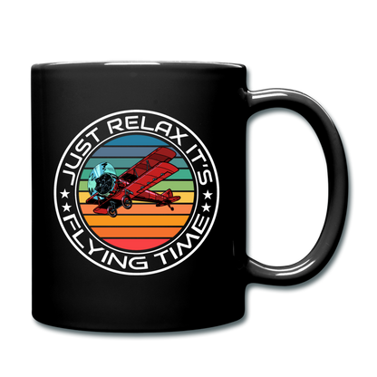 Just Relax - Flying Time - Biplane - Full Color Mug - black