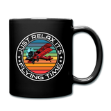 Just Relax - Flying Time - Biplane - Full Color Mug - black