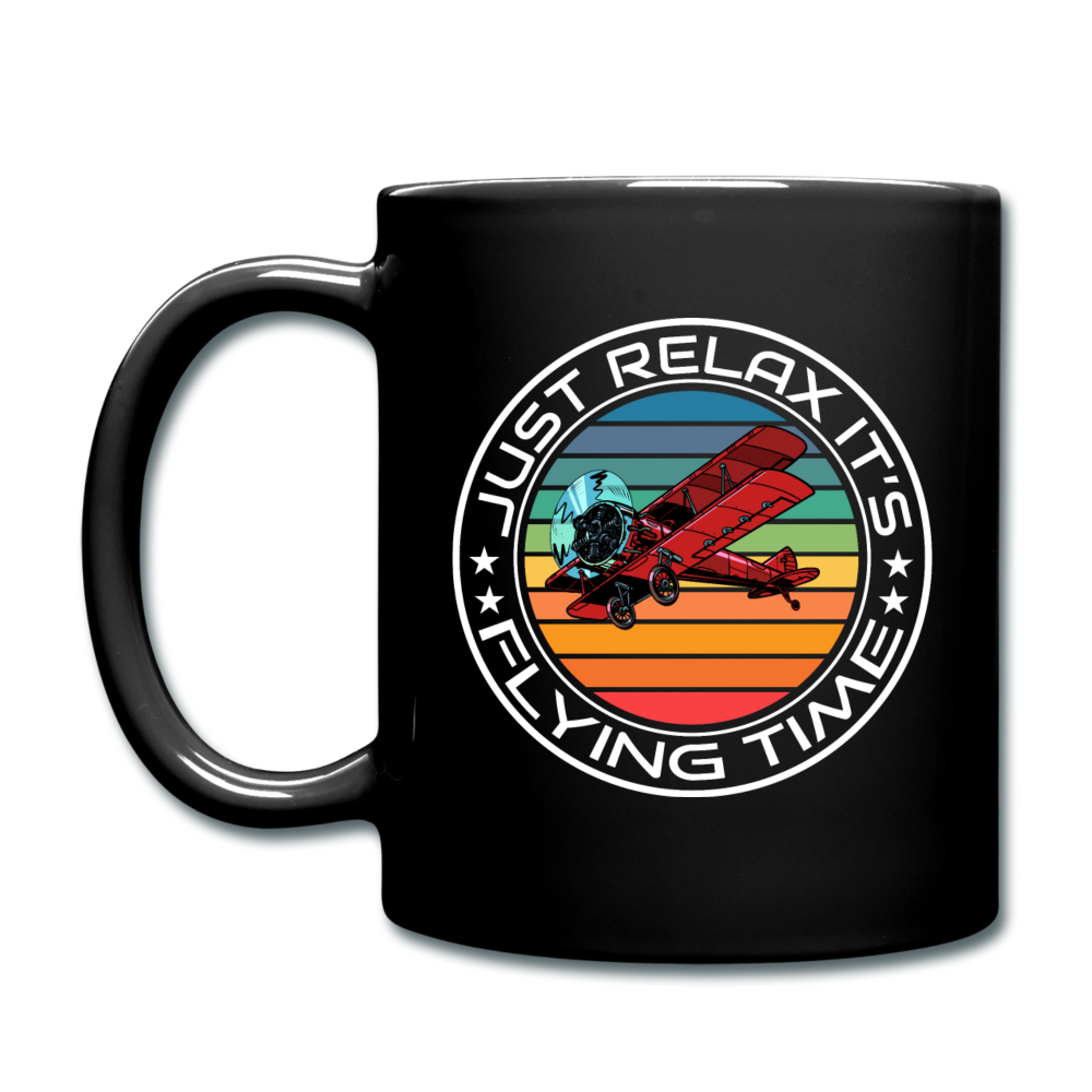 Just Relax - Flying Time - Biplane - Full Color Mug - black