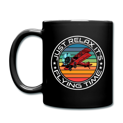 Just Relax - Flying Time - Biplane - Full Color Mug - black