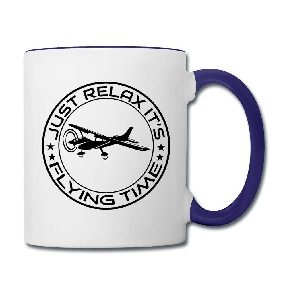 Just Relax - Flying Time - Black - Contrast Coffee Mug - white/cobalt blue