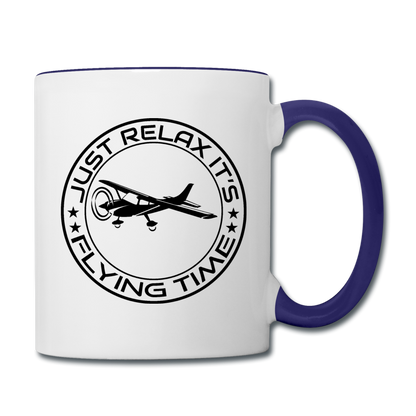 Just Relax - Flying Time - Black - Contrast Coffee Mug - white/cobalt blue