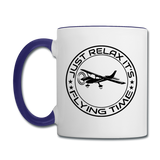 Just Relax - Flying Time - Black - Contrast Coffee Mug - white/cobalt blue