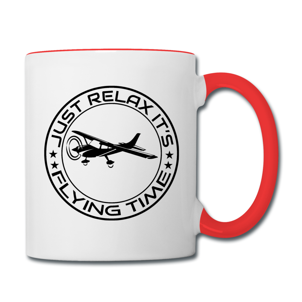 Just Relax - Flying Time - Black - Contrast Coffee Mug - white/red