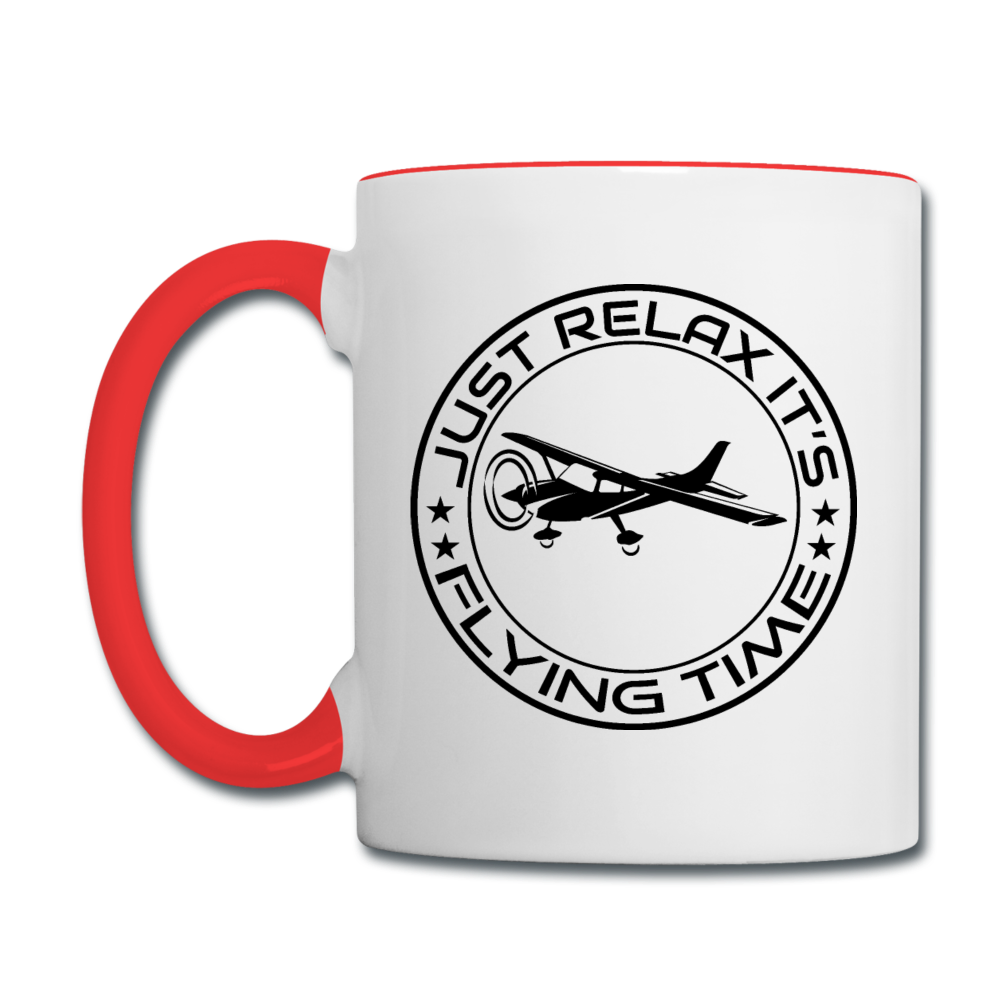 Just Relax - Flying Time - Black - Contrast Coffee Mug - white/red