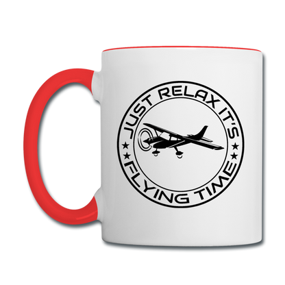 Just Relax - Flying Time - Black - Contrast Coffee Mug - white/red