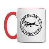 Just Relax - Flying Time - Black - Contrast Coffee Mug - white/red