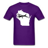 Fly Wisconsin - State - White - Black - Unisex Classic T-Shirt - purple