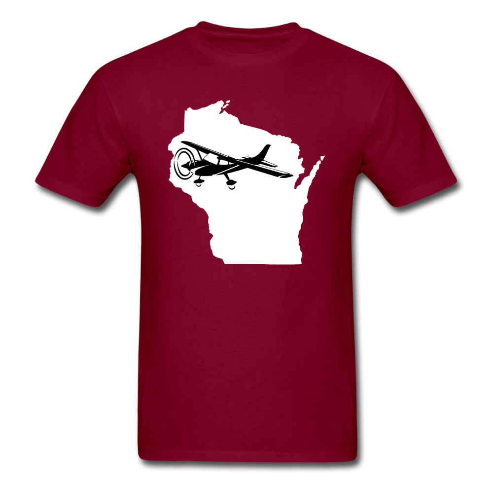 Fly Wisconsin - State - White - Black - Unisex Classic T-Shirt - burgundy