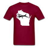 Fly Wisconsin - State - White - Black - Unisex Classic T-Shirt - burgundy
