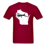 Fly Wisconsin - State - White - Black - Unisex Classic T-Shirt - dark red