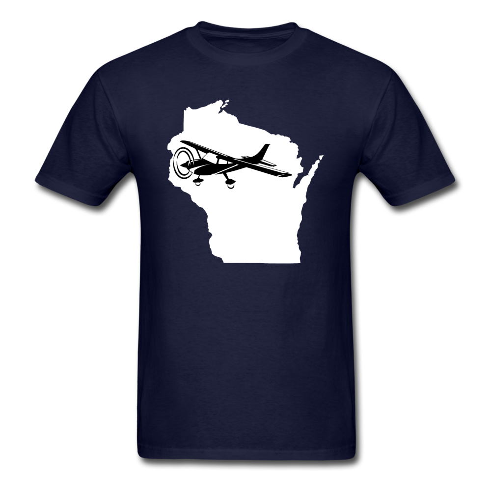 Fly Wisconsin - State - White - Black - Unisex Classic T-Shirt - navy