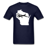Fly Wisconsin - State - White - Black - Unisex Classic T-Shirt - navy