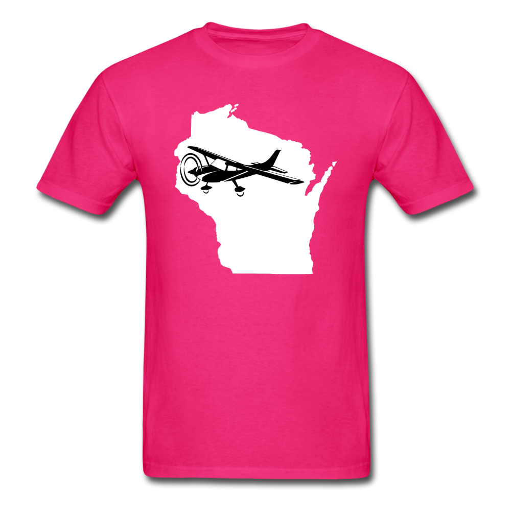 Fly Wisconsin - State - White - Black - Unisex Classic T-Shirt - fuchsia