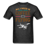 Need Coffee And Flying - Biplane - Unisex Classic T-Shirt - heather black