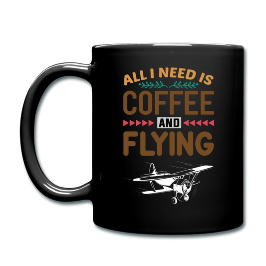 Need Coffee And Flying - Biplane - Full Color Mug - black