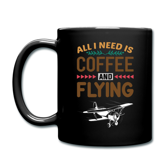 Need Coffee And Flying - Biplane - Full Color Mug - black