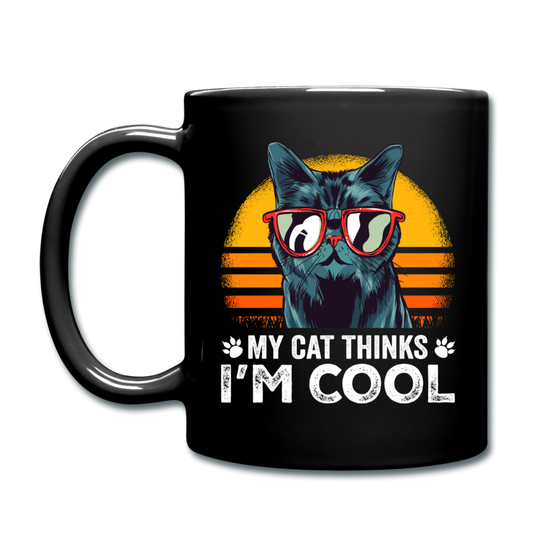 My Cat Thinks I'm Cool - Full Color Mug - black