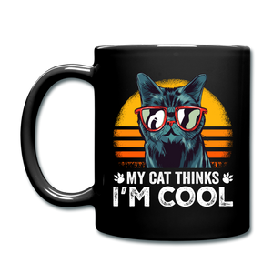 My Cat Thinks I'm Cool - Full Color Mug - black