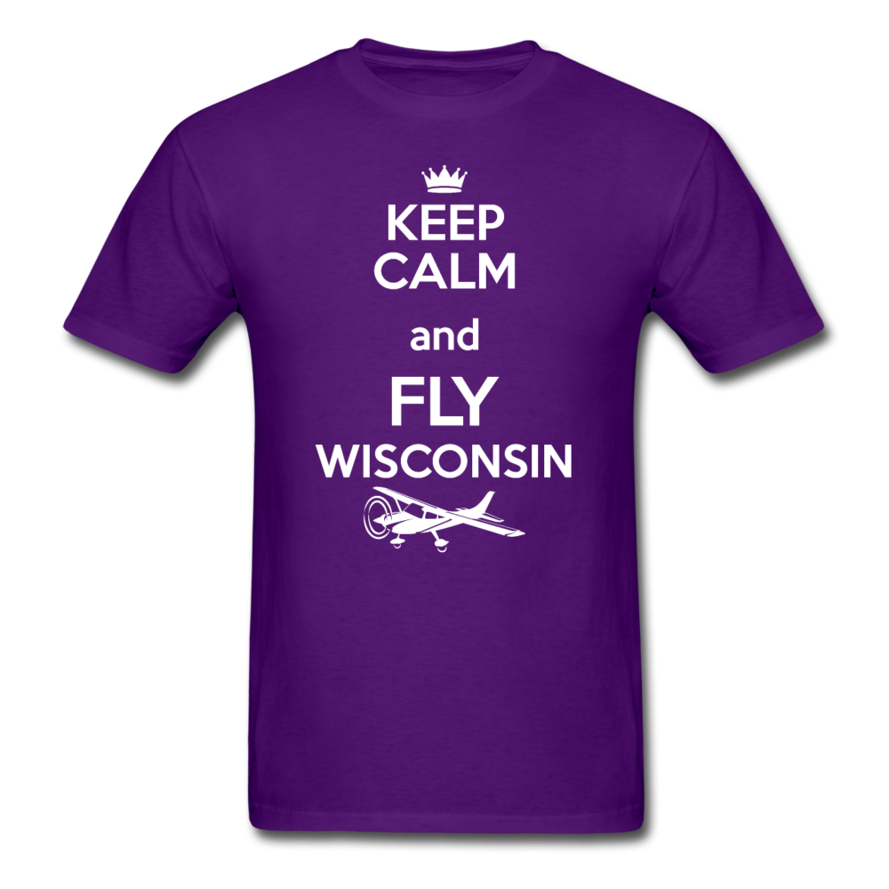 Keep Calm - Fly Wisconsin - White - Unisex Classic T-Shirt - purple