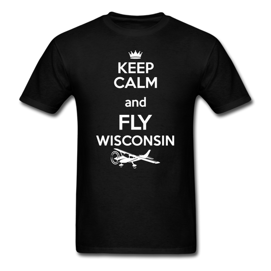 Keep Calm - Fly Wisconsin - White - Unisex Classic T-Shirt - black