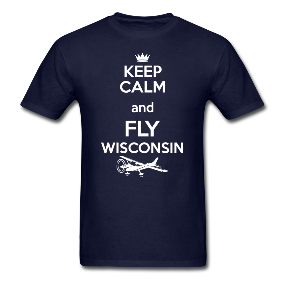 Keep Calm - Fly Wisconsin - White - Unisex Classic T-Shirt - navy