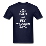 Keep Calm - Fly Wisconsin - White - Unisex Classic T-Shirt - navy
