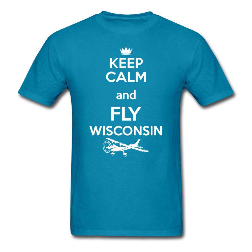 Keep Calm - Fly Wisconsin - White - Unisex Classic T-Shirt - turquoise