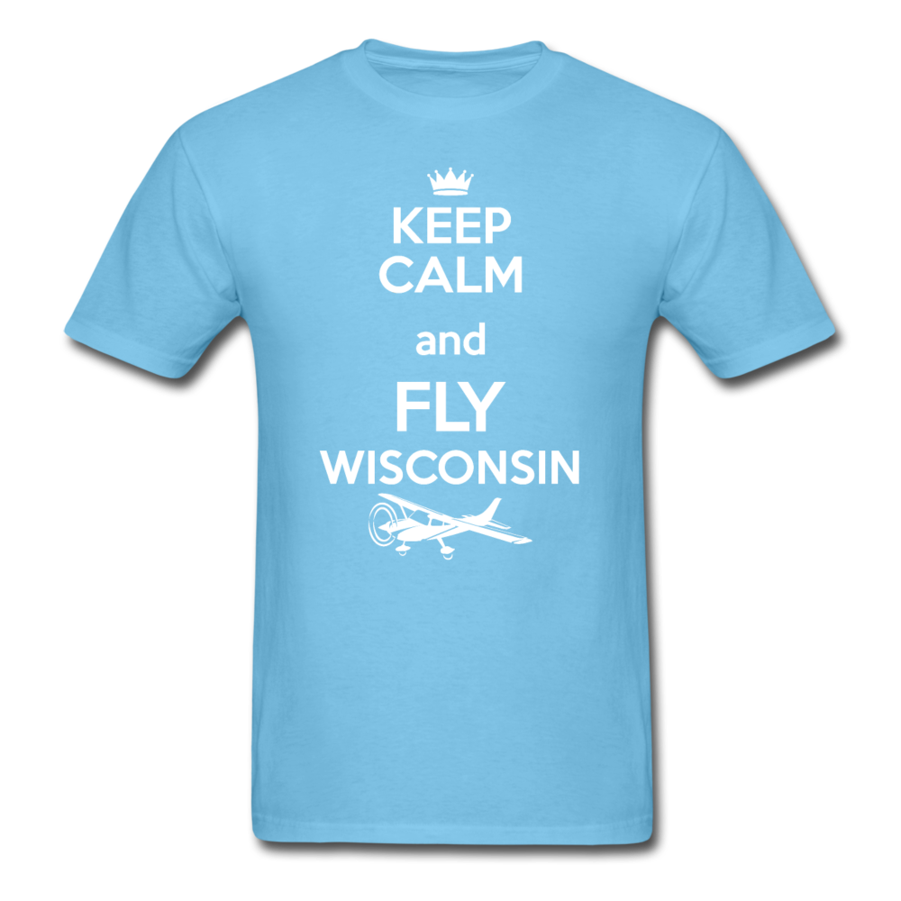 Keep Calm - Fly Wisconsin - White - Unisex Classic T-Shirt - aquatic blue