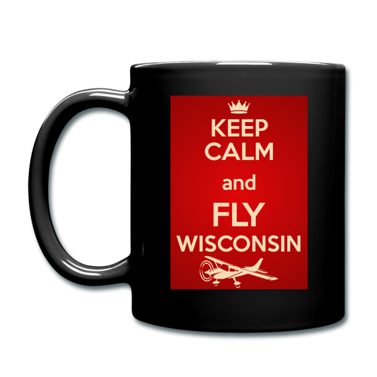 Keep Calm - Fly Wisconsin - Red - Full Color Mug - black