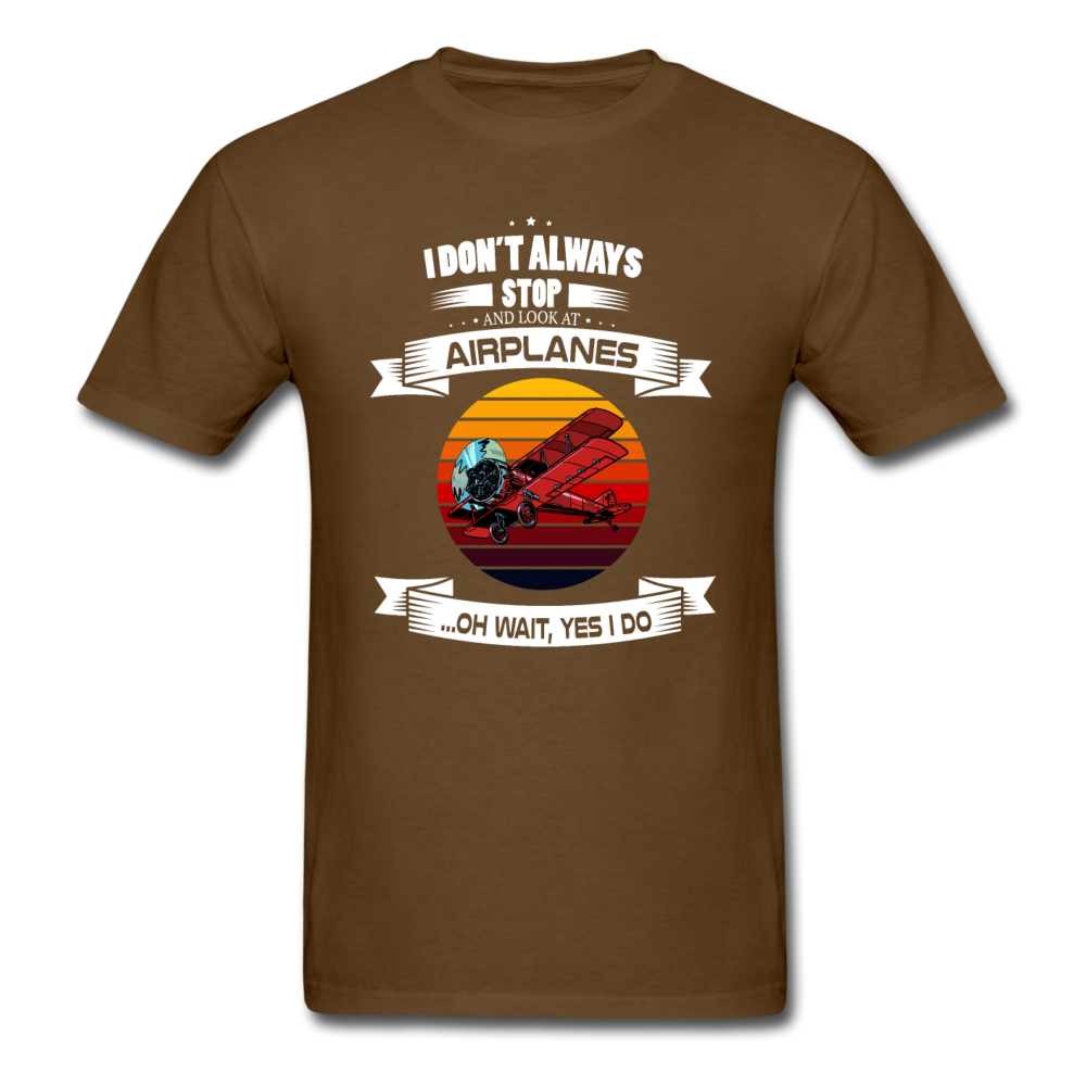 Stop And Look At Airplanes - Retro - Unisex Classic T-Shirt - brown