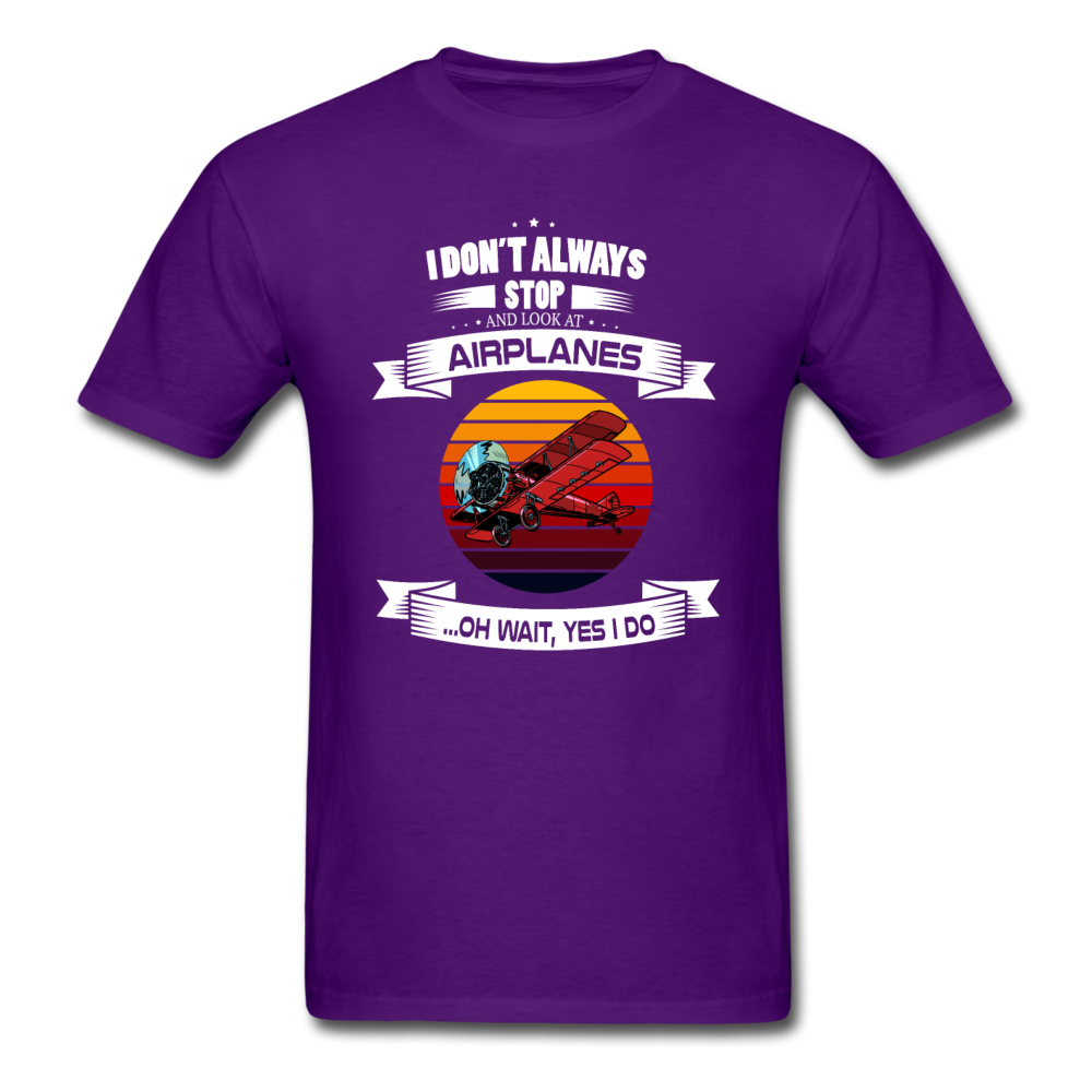 Stop And Look At Airplanes - Retro - Unisex Classic T-Shirt - purple