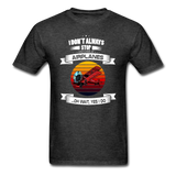 Stop And Look At Airplanes - Retro - Unisex Classic T-Shirt - heather black