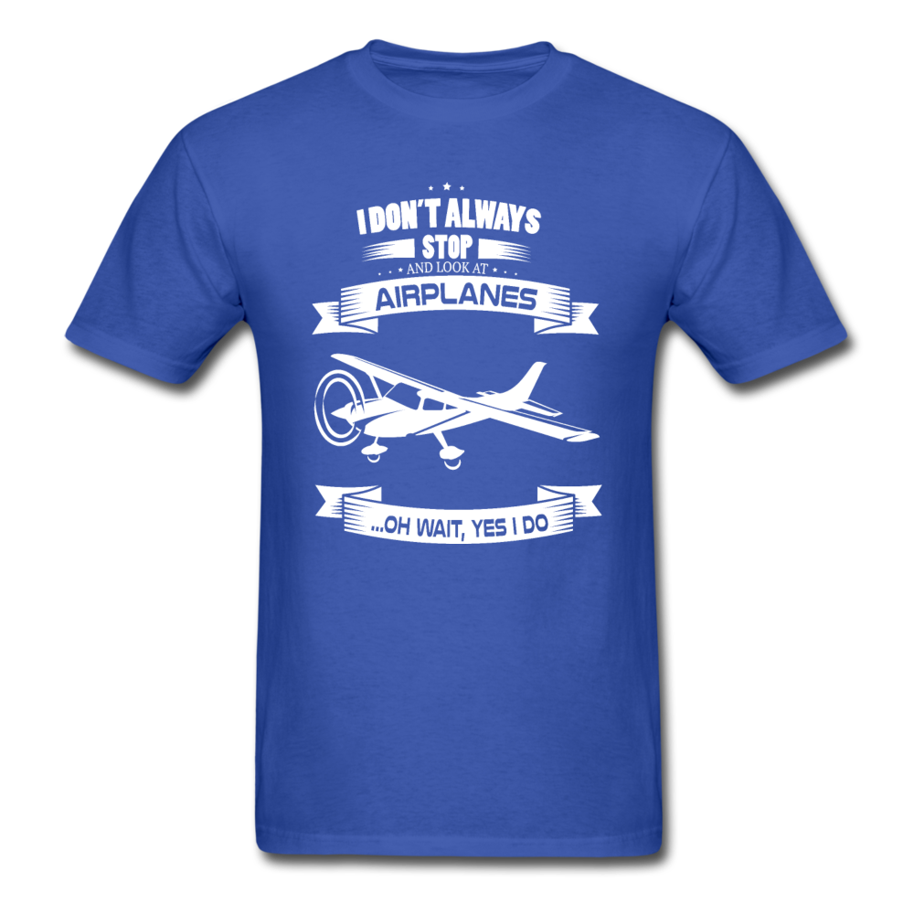 Stop And Look At Airplanes - White - Unisex Classic T-Shirt - royal blue