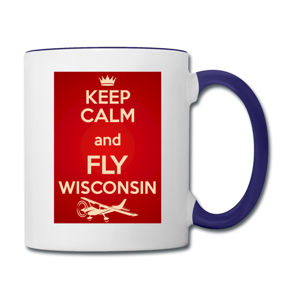 Keep Calm - Fly Wisconsin - Red - Contrast Coffee Mug - white/cobalt blue