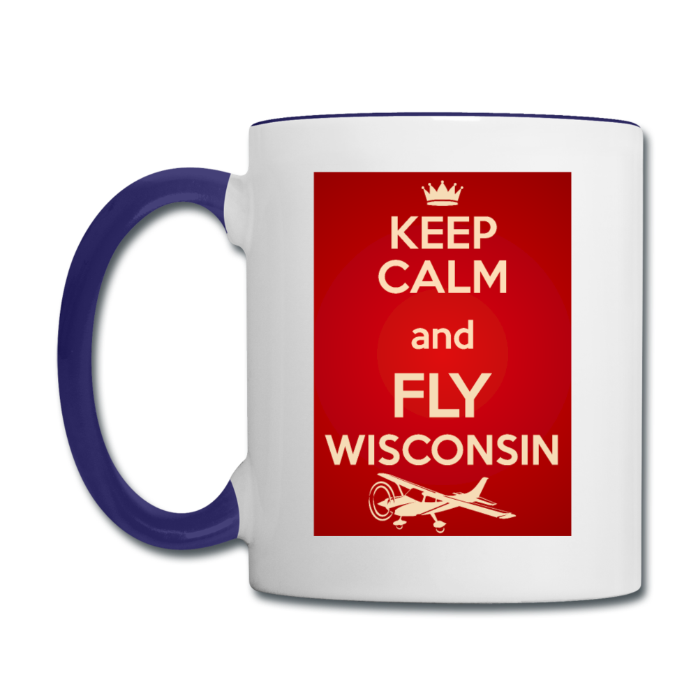 Keep Calm - Fly Wisconsin - Red - Contrast Coffee Mug - white/cobalt blue