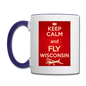 Keep Calm - Fly Wisconsin - Red - Contrast Coffee Mug - white/cobalt blue