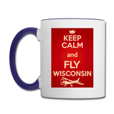 Keep Calm - Fly Wisconsin - Red - Contrast Coffee Mug - white/cobalt blue